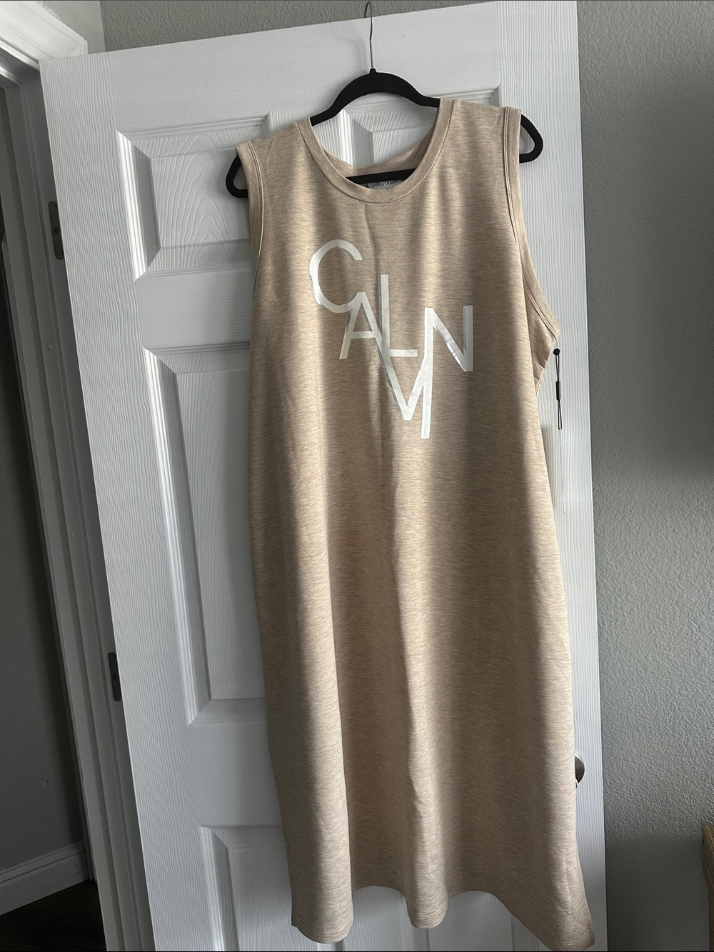 Calvin Klein Beige Logo Midi Tank Dress